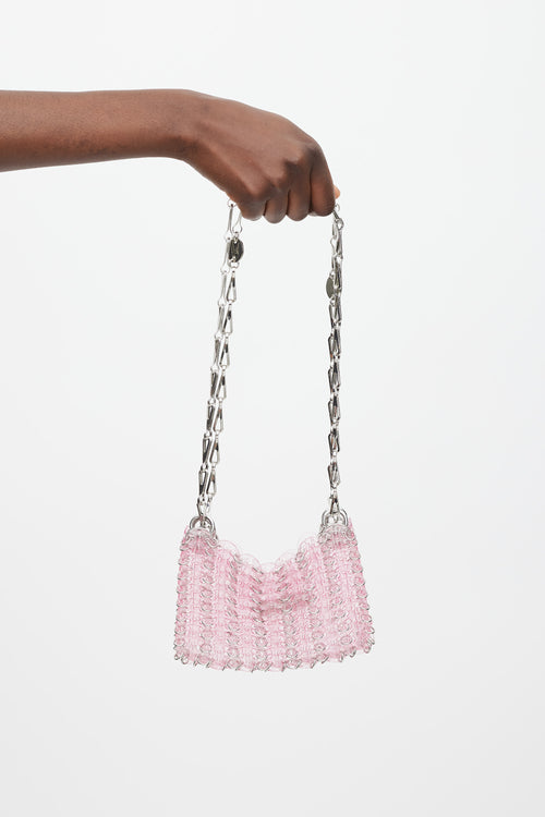 Rabanne Pink 
Silver 1969 Chainmail Disc Bag