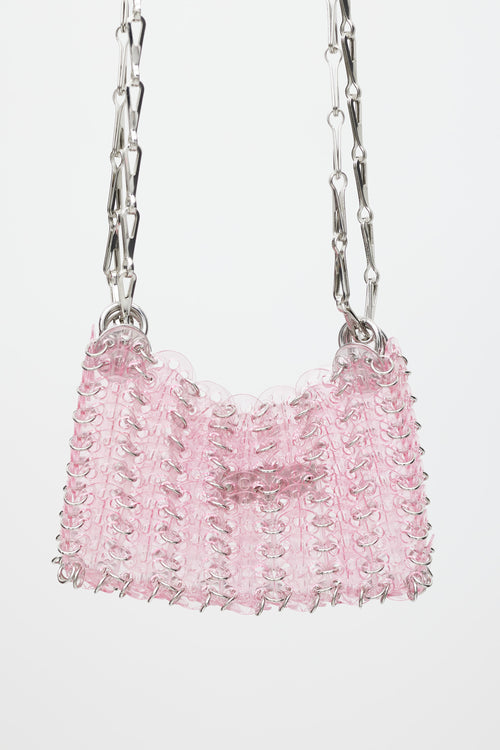 Rabanne Pink 
Silver 1969 Chainmail Disc Bag