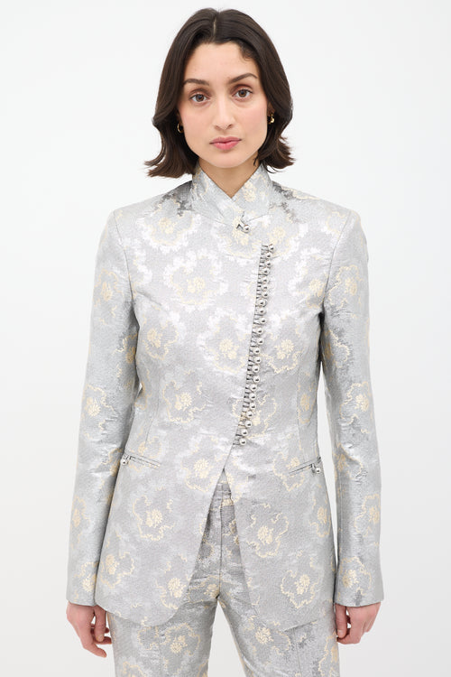 Rabanne Silver Floral Brocade Suit