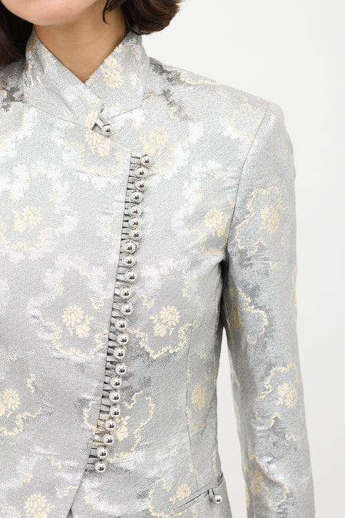 Rabanne Silver Floral Brocade Suit