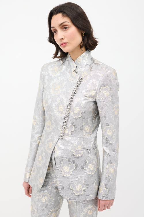 Rabanne Silver Floral Brocade Suit