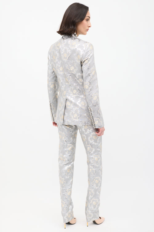 Rabanne Silver Floral Brocade Suit