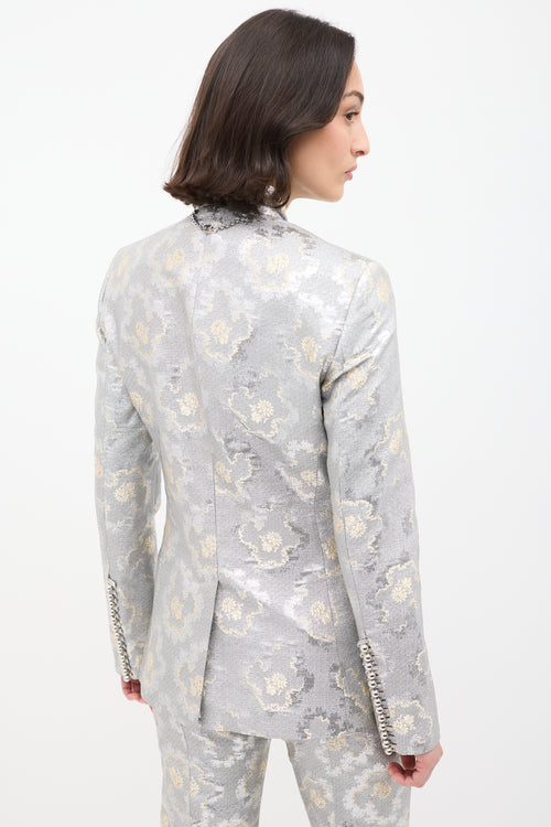 Rabanne Silver Floral Brocade Suit