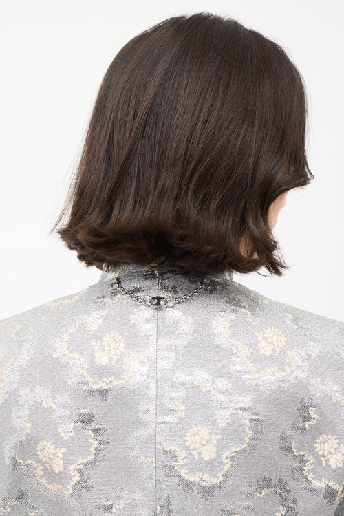 Rabanne Silver Floral Brocade Suit