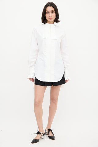 Rabanne White Cotton Eyelet Trim Shirt