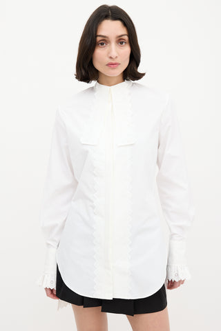 Rabanne White Cotton Eyelet Trim Shirt