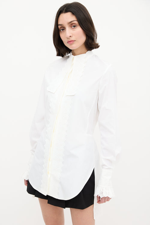 Rabanne White Cotton Eyelet Trim Shirt