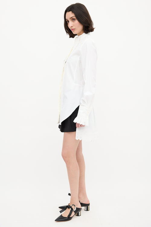 Rabanne White Cotton Eyelet Trim Shirt