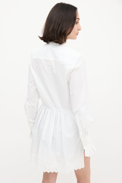 Rabanne White Cotton Eyelet Trim Shirt