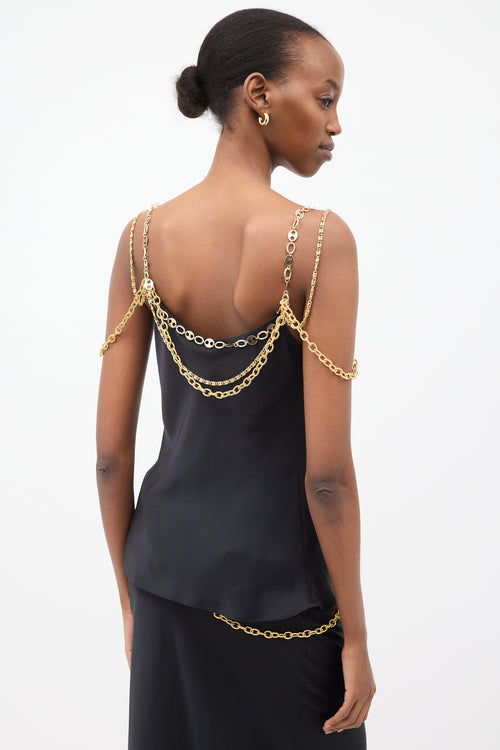 Rabanne Black Satin Chain Top