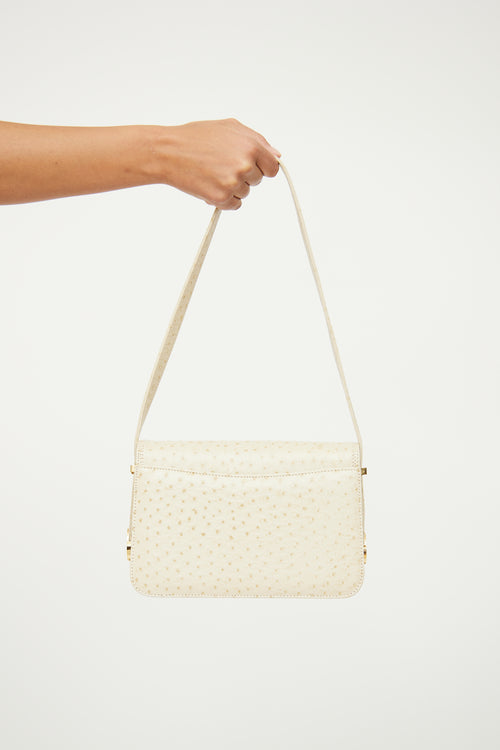 Paco Rabanne Cream Texture Flap Bag