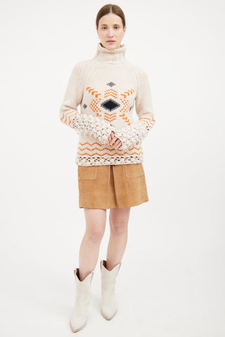 Cream 
Orange Embellished Sweater