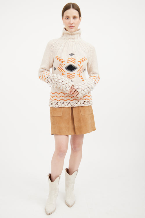 Cream 
Orange Embellished Sweater