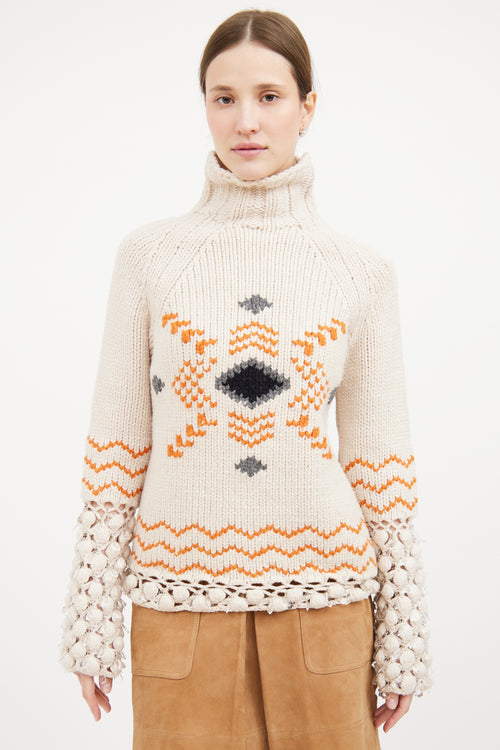 Cream 
Orange Embellished Sweater