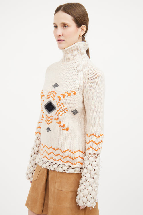 Cream 
Orange Embellished Sweater