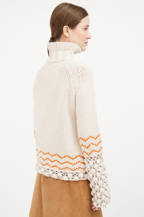 Cream 
Orange Embellished Sweater