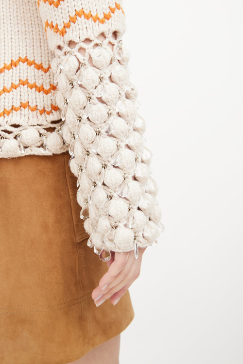 Cream 
Orange Embellished Sweater