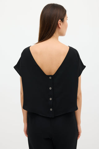 Rachel Comey Black Button 
Cutout Back Jumpsuit