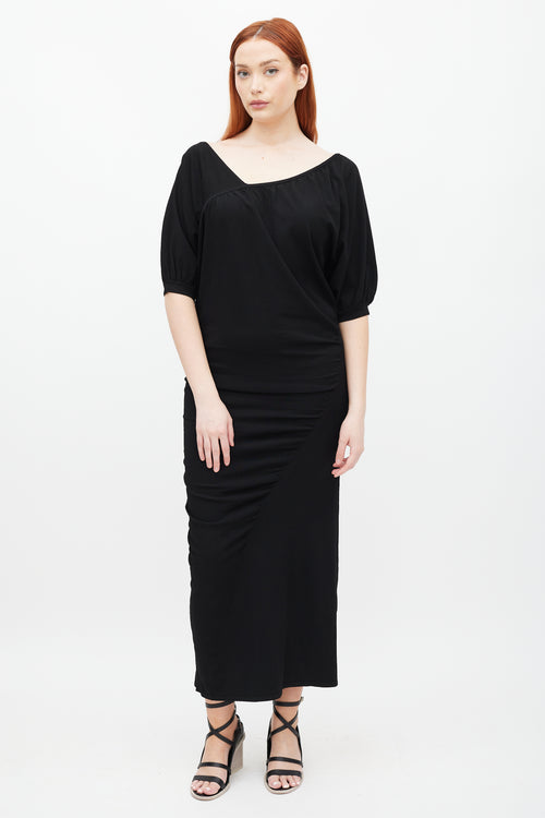 Rachel Comey Black Knit Asymmetrical V-Neck Dress