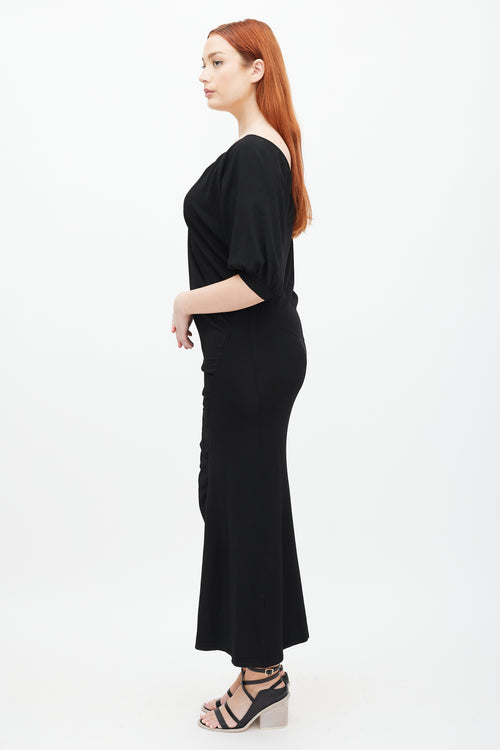 Rachel Comey Black Knit Asymmetrical V-Neck Dress