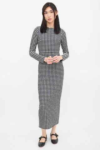 Rachel Comey Black 
White Gingham Smocked Dress