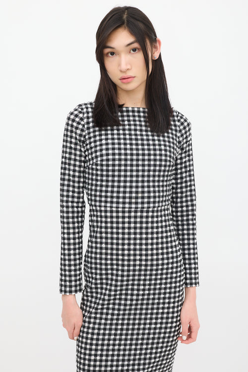 Rachel Comey Black 
White Gingham Smocked Dress