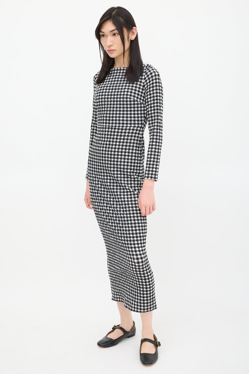 Rachel Comey Black 
White Gingham Smocked Dress