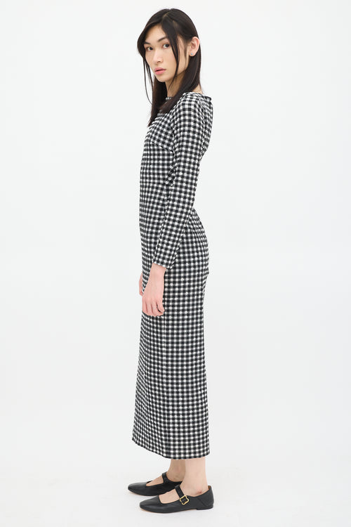 Rachel Comey Black 
White Gingham Smocked Dress