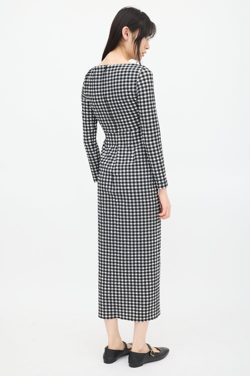 Rachel Comey Black 
White Gingham Smocked Dress