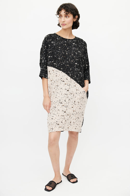 Rachel Comey Black 
White Speckled Print Dress