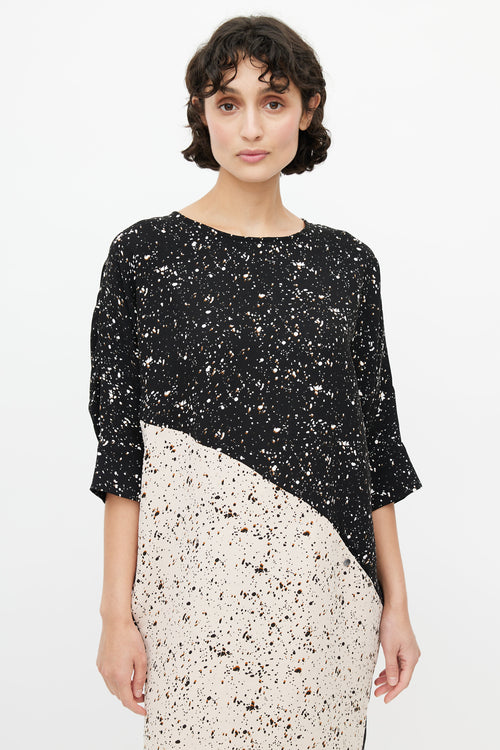 Rachel Comey Black 
White Speckled Print Dress