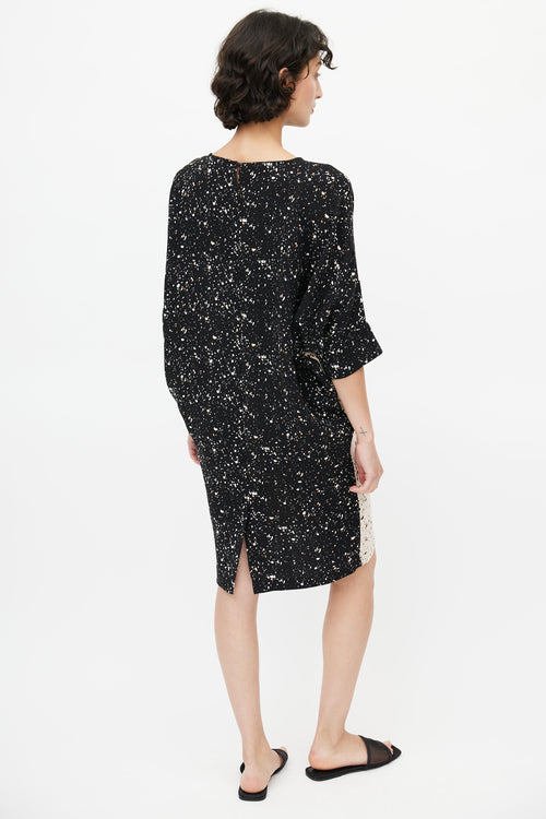 Rachel Comey Black 
White Speckled Print Dress