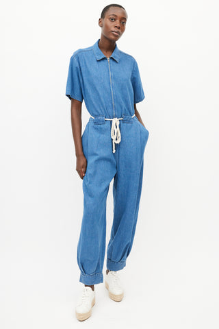 Rachel Comey Blue Denim Belted Rope Jumpsuit