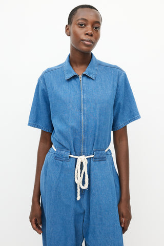 Rachel Comey Blue Denim Belted Rope Jumpsuit