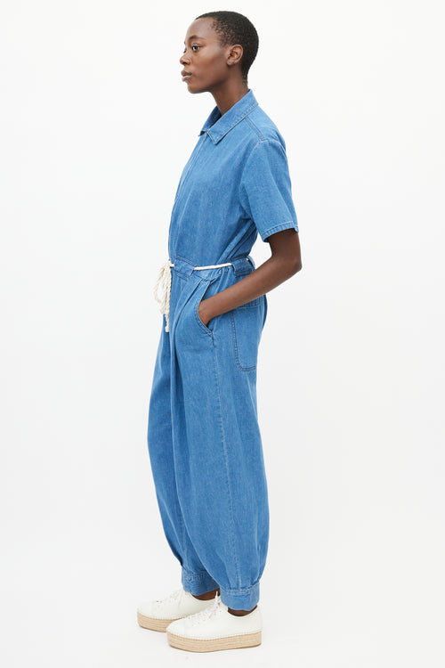 Rachel Comey Blue Denim Belted Rope Jumpsuit