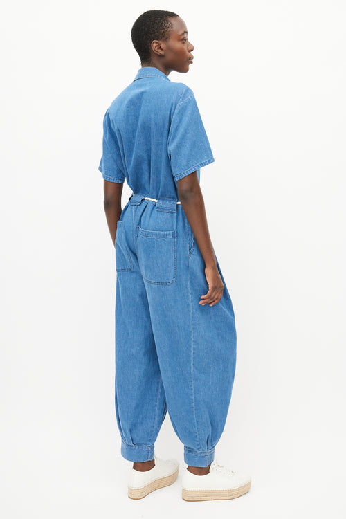 Rachel Comey Blue Denim Belted Rope Jumpsuit