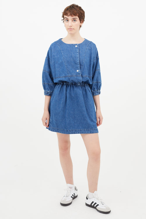 Rachel Comey Blue Denim Gathered Dress