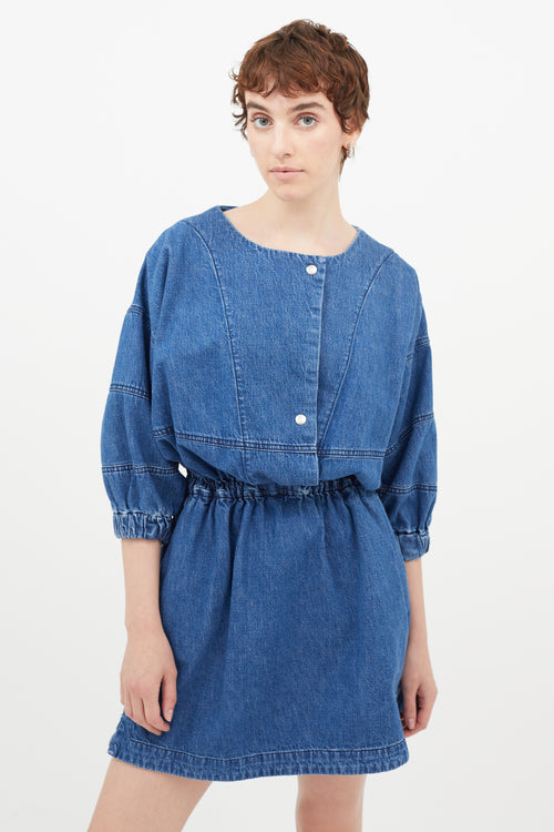 Rachel Comey Blue Denim Gathered Dress