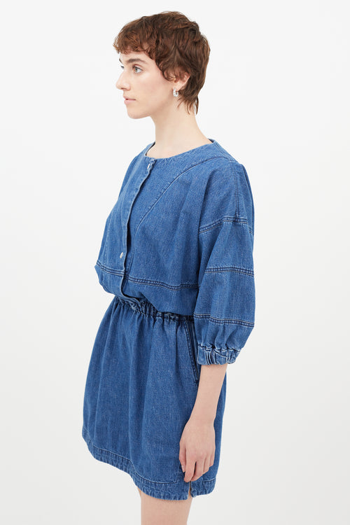 Rachel Comey Blue Denim Gathered Dress