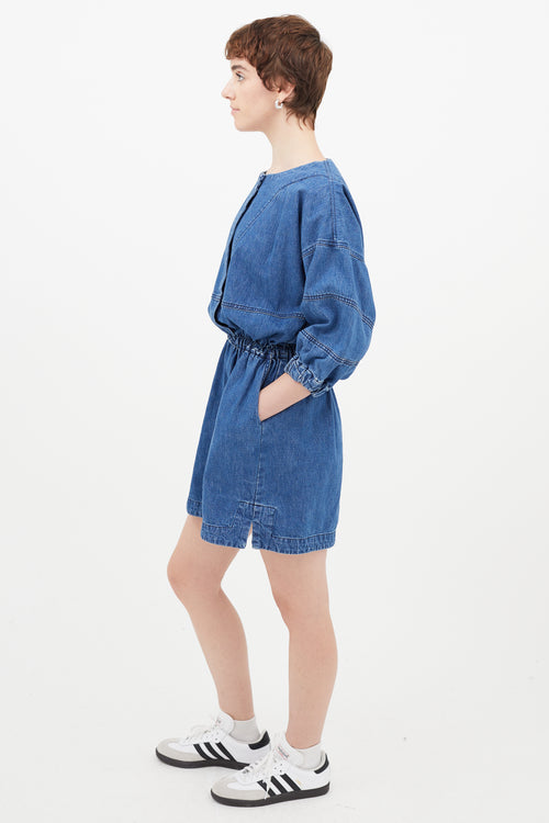 Rachel Comey Blue Denim Gathered Dress