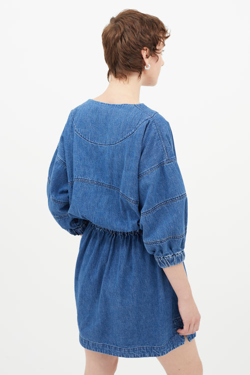 Rachel Comey Blue Denim Gathered Dress