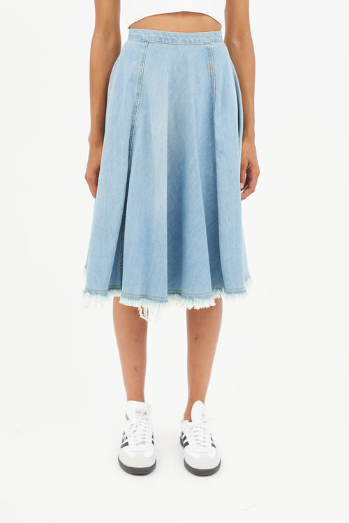 Rachel Comey Blue Distressed Denim Skirt