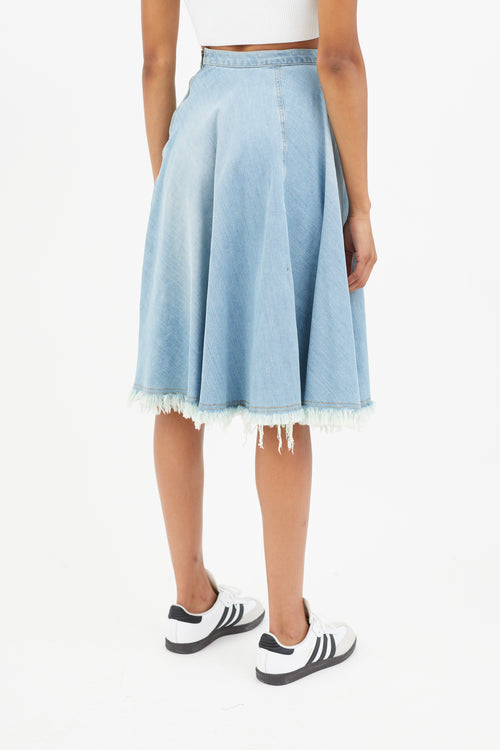 Rachel Comey Blue Distressed Denim Skirt