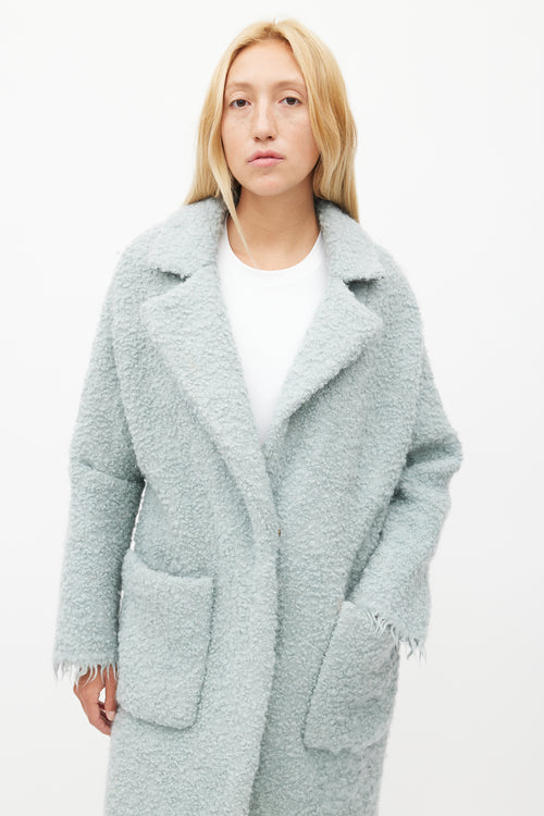 Rachel Comey Blue Wool Boucle Coat