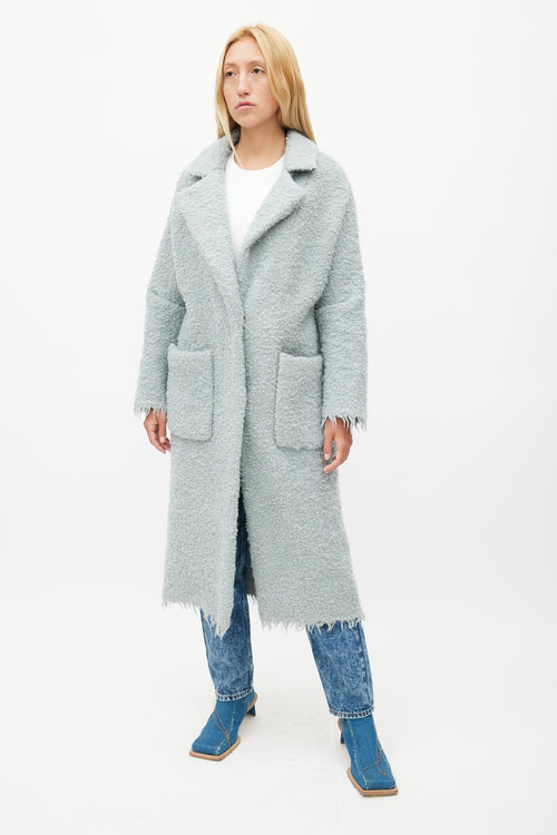 Rachel Comey Blue Wool Boucle Coat