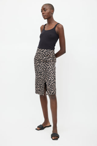 Rachel Comey Brown 
Black Silk Print Skirt