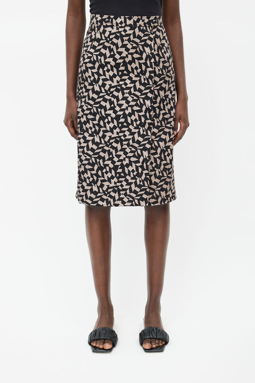 Rachel Comey Brown 
Black Silk Print Skirt