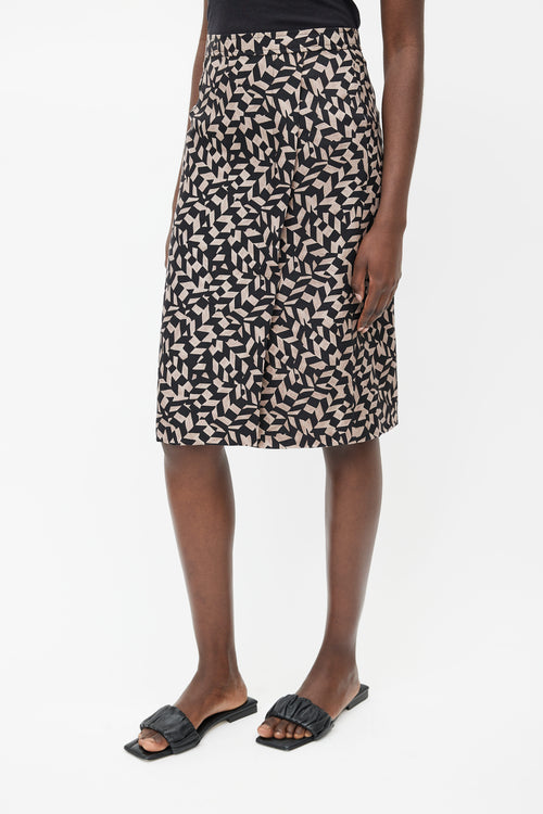 Rachel Comey Brown 
Black Silk Print Skirt