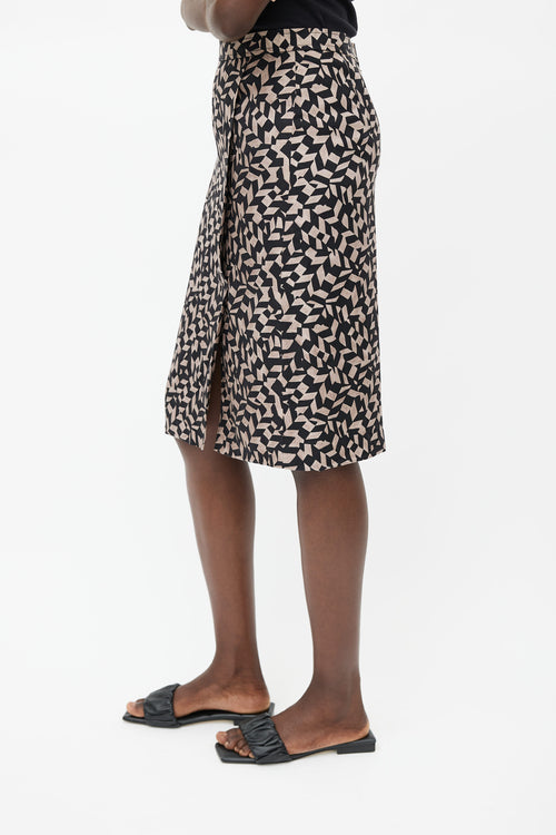 Rachel Comey Brown 
Black Silk Print Skirt