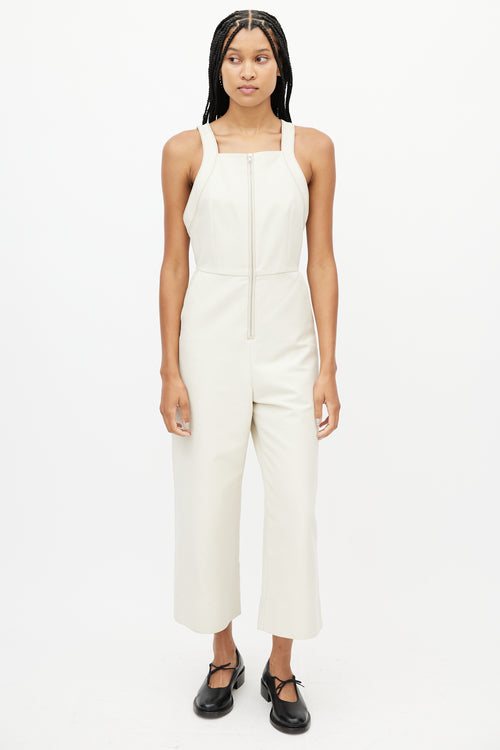 Rachel Comey Cream Contrast Stitch Wide Leg Jumpsuit